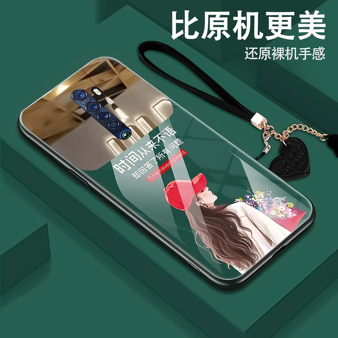 【OPPO Reno2】时间不语钢化玻璃手机壳 高清镜面 个性超薄防摔刮