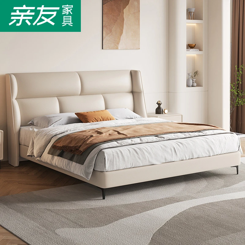 Qinyou/亲友9603意式实木1.8M双人床大小户型主卧室储物软包大床