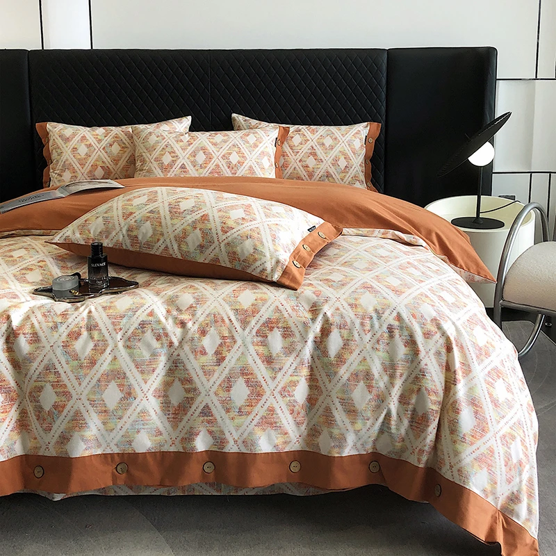 100支磨毛加厚纯棉四件套全棉床单被套轻奢高级感床笠款床上用品