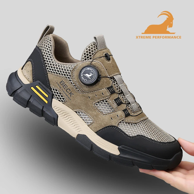 公羊网鞋男夏季透气薄款户外运动休闲男鞋轻便镂空厚底男士网面鞋