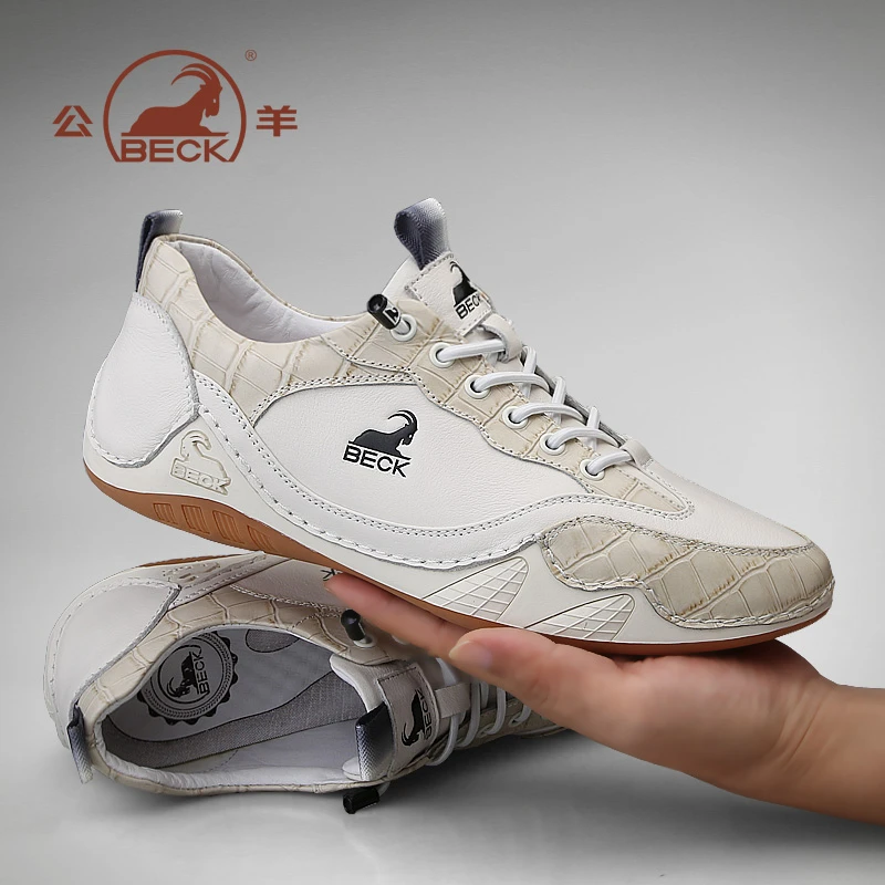 公羊男士休闲鞋2025年新款夏季真皮潮牌男鞋轻便耐磨黑色鞋子男款