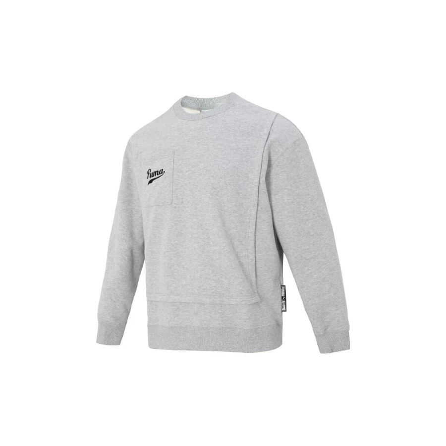 PUMA彪马纯色刺绣logo休闲男女款套头圆领卫衣53678404