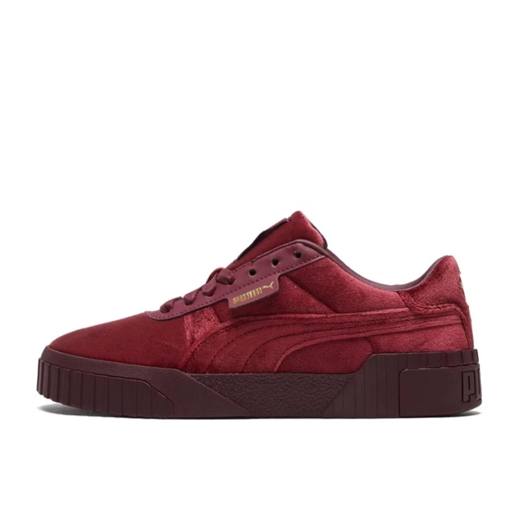 PUMA Cali Velour 绒面经典休闲低帮板鞋女款酒红37583701