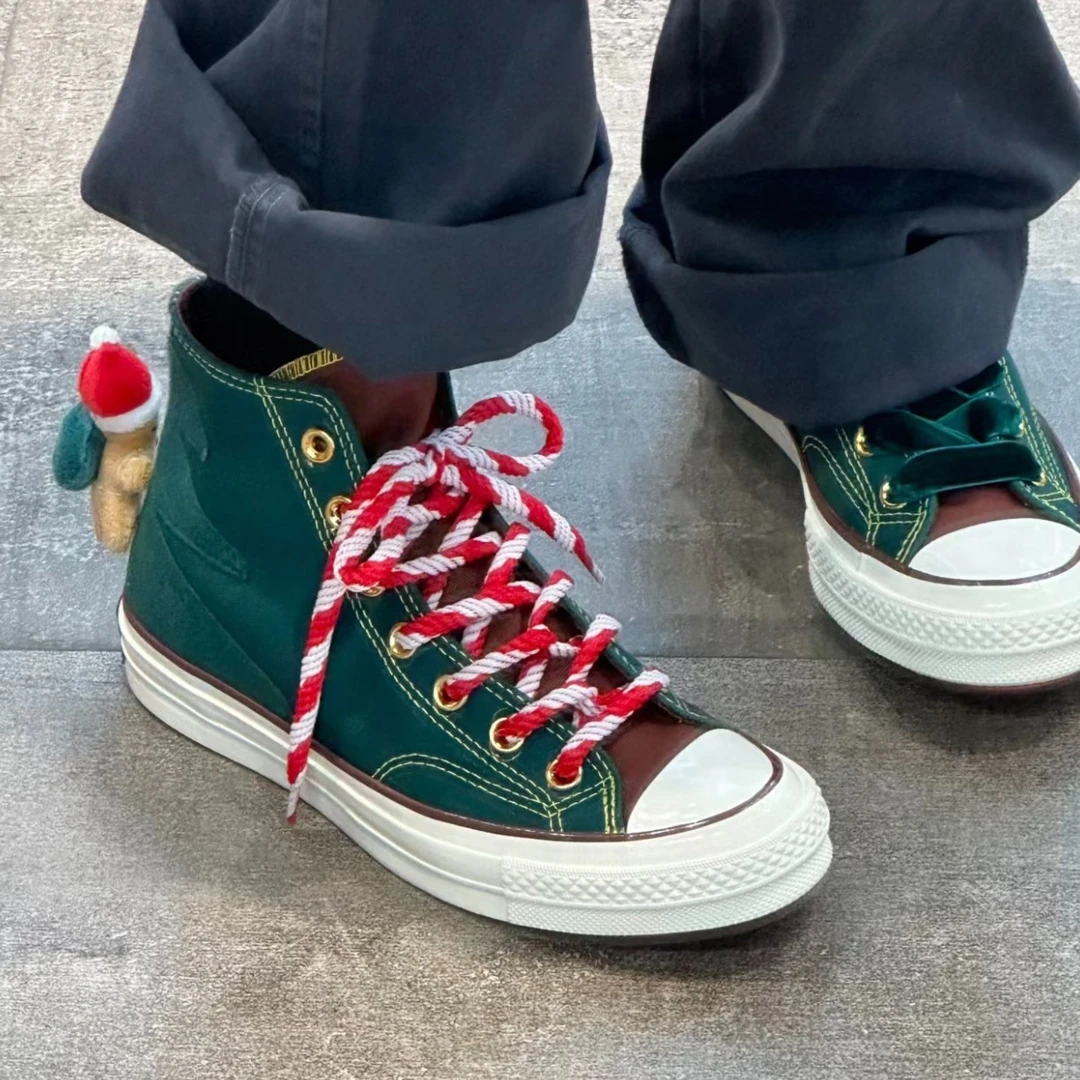 Converse匡威1970s新款驯鹿圣诞粘贴布偶高帮帆布鞋A07978C绿色