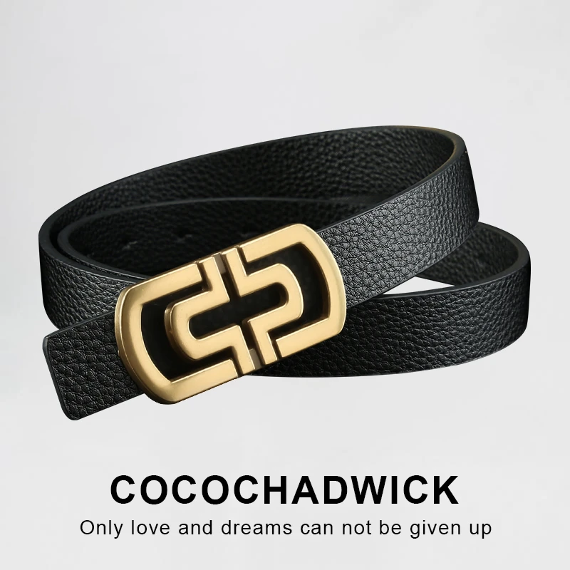 COCOCHADWICK女士复古金百搭休闲腰带商务时尚皮带