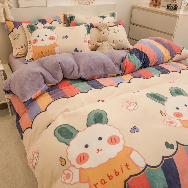 牛奶绒被套单件珊瑚绒被罩150x200单人法兰毛绒加绒双面冬季加厚3