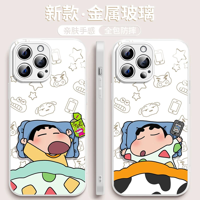 蜡笔小新适用苹果14手机壳全包Promax女13防摔12/11新款mini