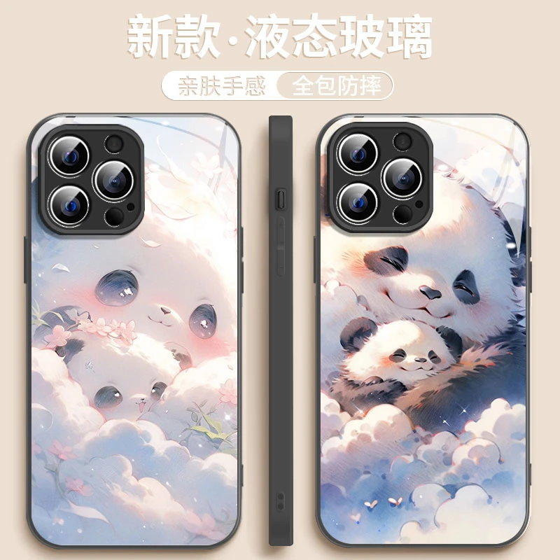 卡通熊猫苹果13/12华为/vivo/oppo/小米女款iPhone14promax手机壳