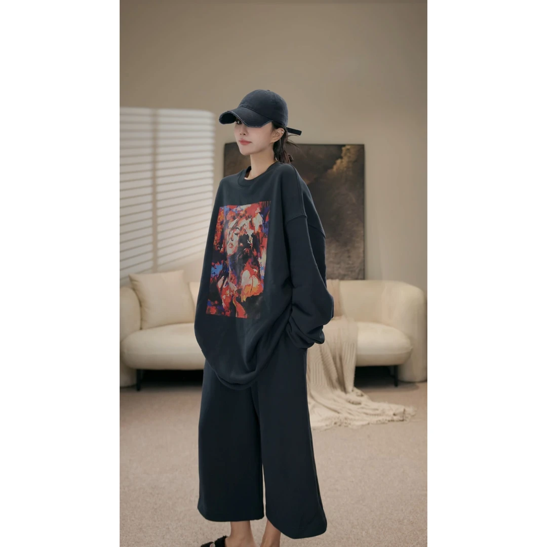 卢尚原创抽象女神印花卫衣241010