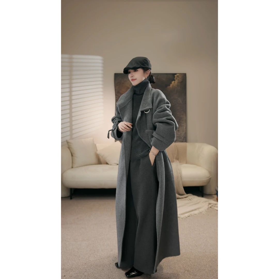 卢尚原创金属扣毛绒大衣96012