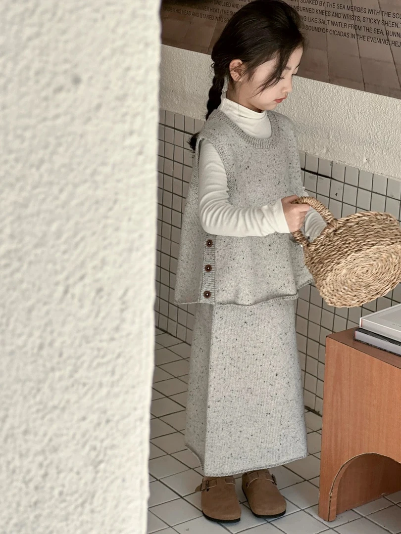 【XA244001】女童秋款针织马甲裤子韩系两件套儿童秋季套装韩版