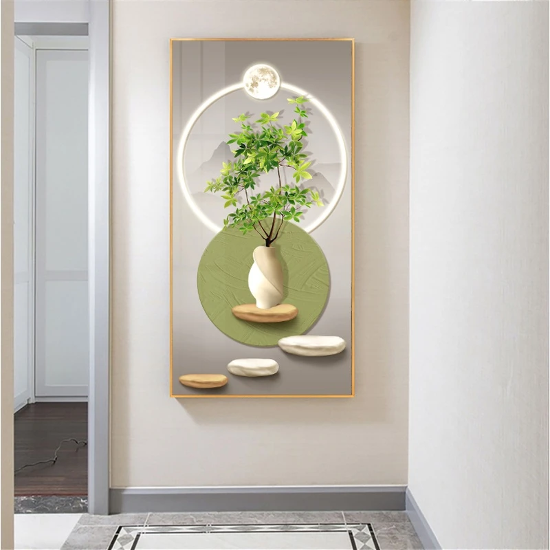 升级款-玄关画奶油风轻奢玄关晶瓷画镶钻装饰画现代简约入户过道