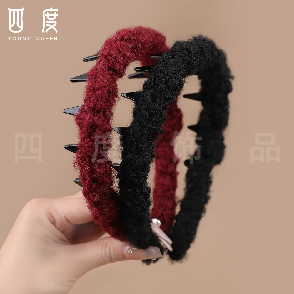 新款美拉德缠绕气质毛线波浪发箍高颅顶两带发箍送闺蜜发饰礼物