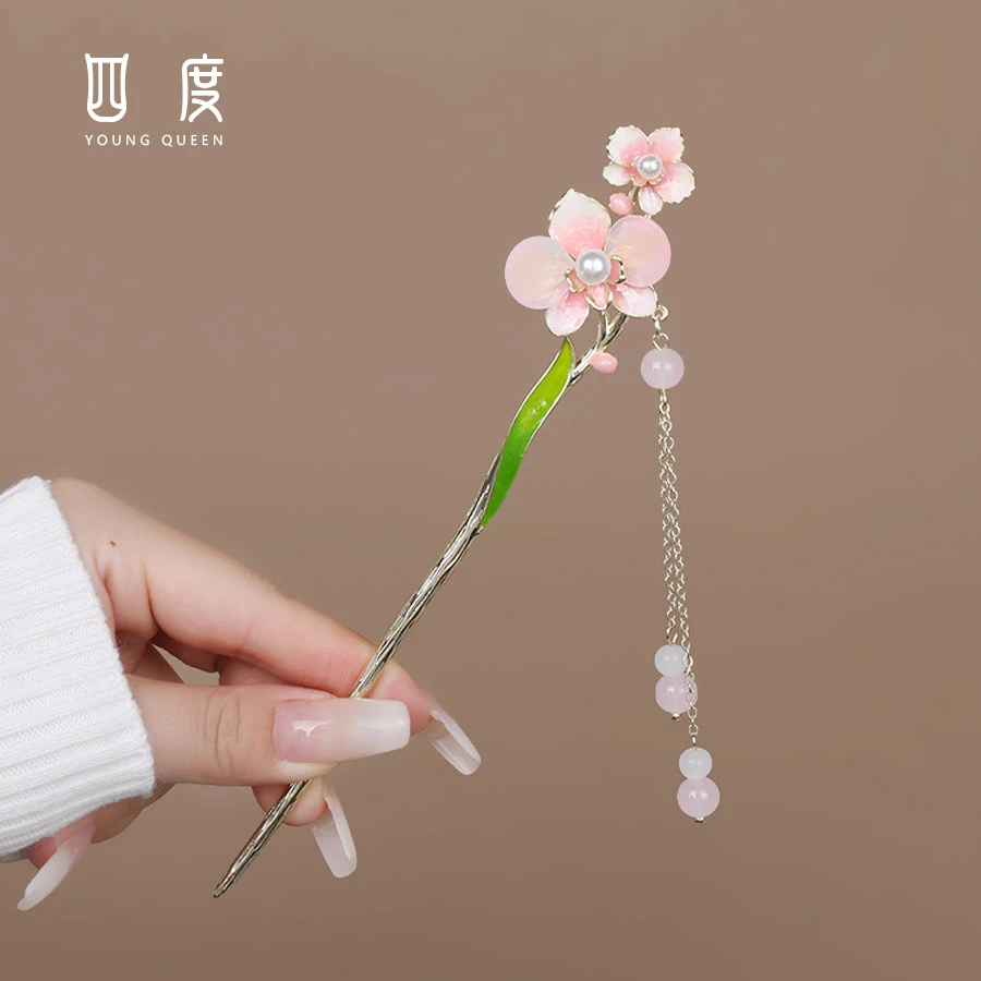 合金发饰玉兰花古风发簪流苏后脑勺盘发器超仙发簪子汉服发饰品
