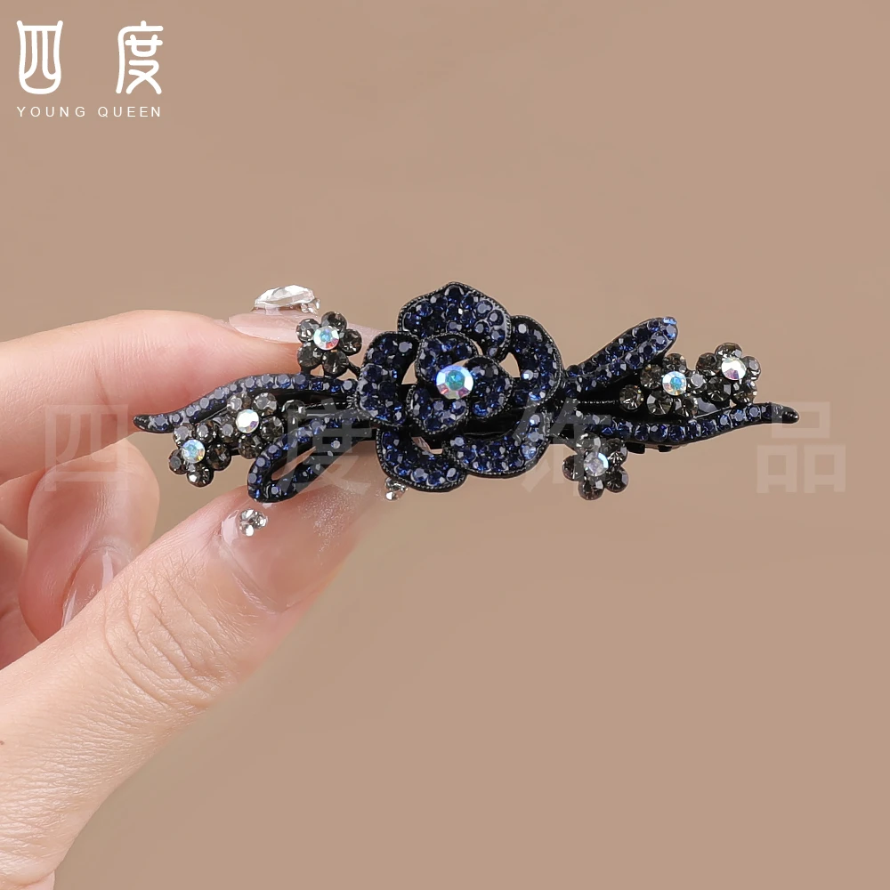 新款轻奢气质花朵弹簧夹半扎发后脑勺盘发器精致一字夹头饰发饰