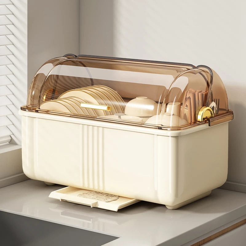碗筷收纳盒放碗碟架厨房家用装盘多功能沥水置物架子沥水餐具碗柜