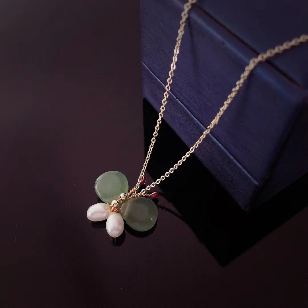 淡水珍珠手作款蝴蝶项链新中式风格国风精致百搭锁骨链