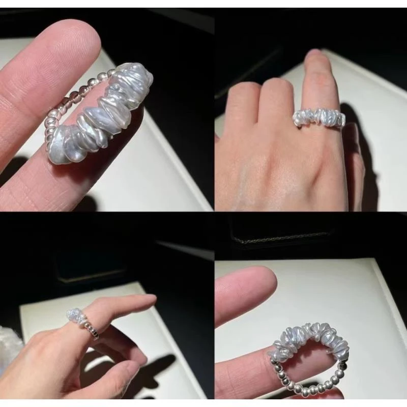 江辰野蛮生长天然淡水巴洛克珍珠戒指S925戒圈女小众设计款