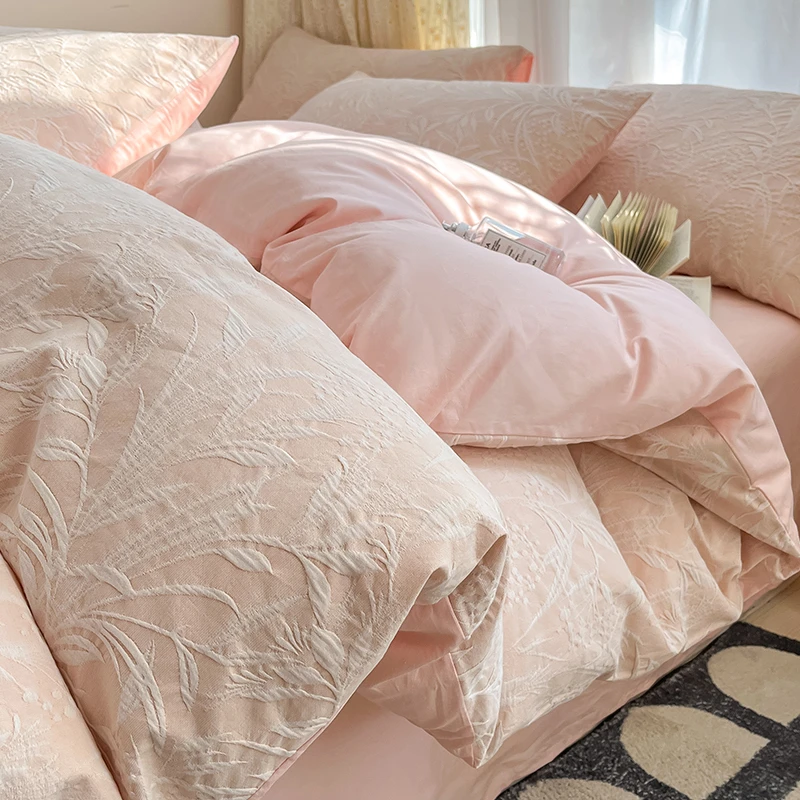 2025新款美式双层纱提花纯棉四件套全棉床上用品床单被套罩三件套