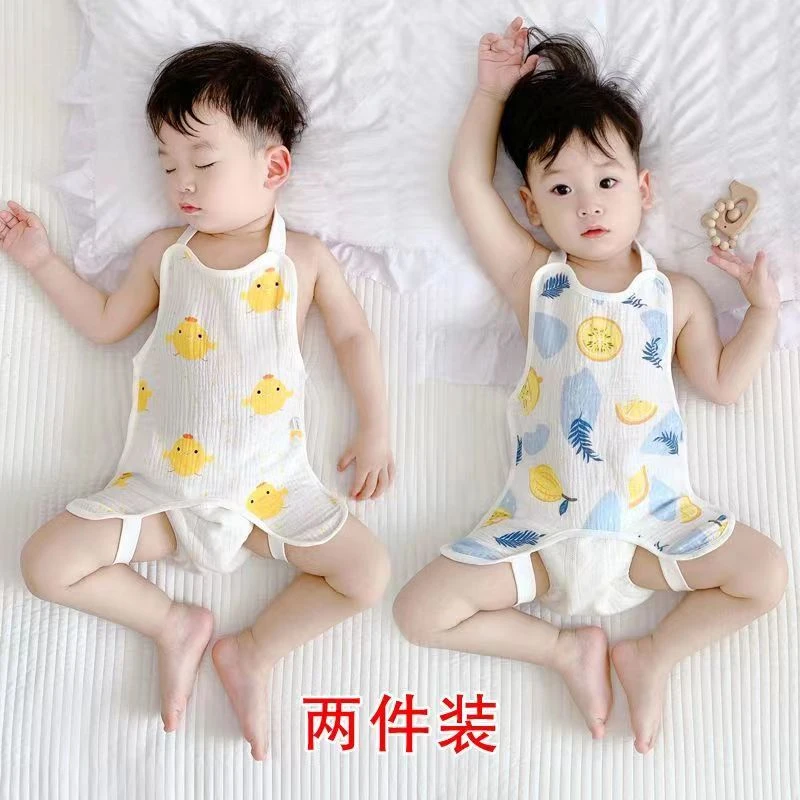 婴幼儿肚兜夏季薄款护肚背心宝宝围兜连蹆肚兜0-3岁儿童裹肚