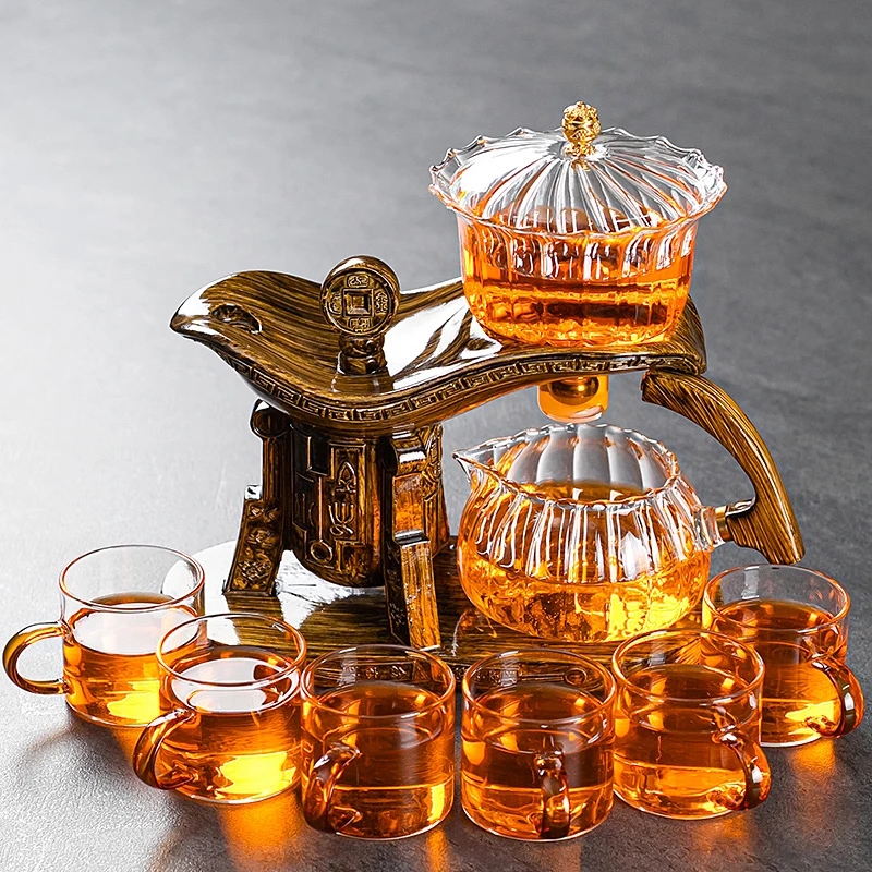 创意茶具套装高端全套家用玻璃磁吸式出水茶壶半自动懒人泡茶神器