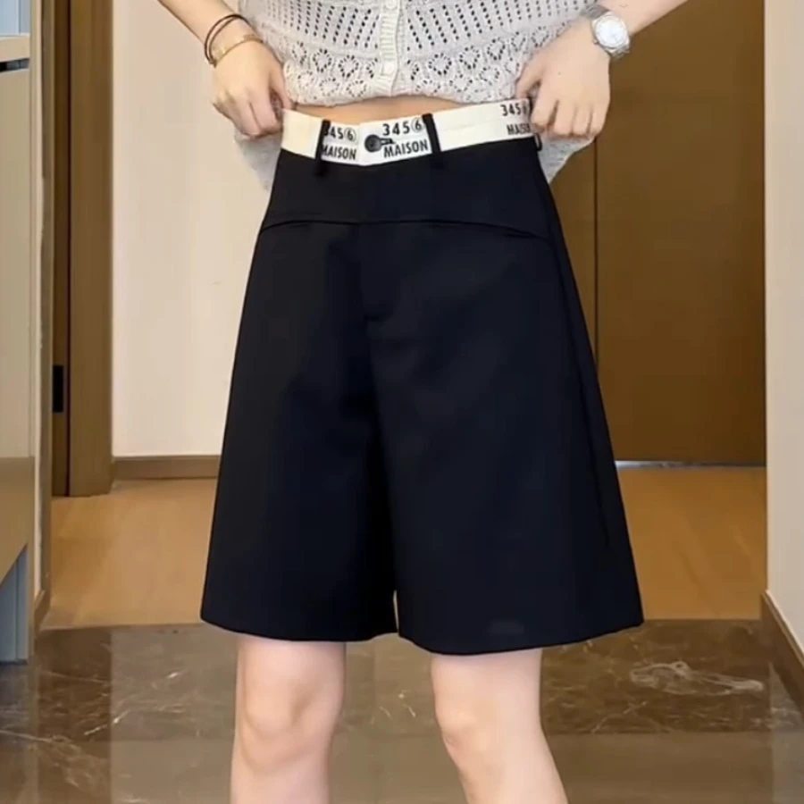 大码女装夏季新款薄款高腰西装休闲短裤小个子百搭时尚显瘦五分裤