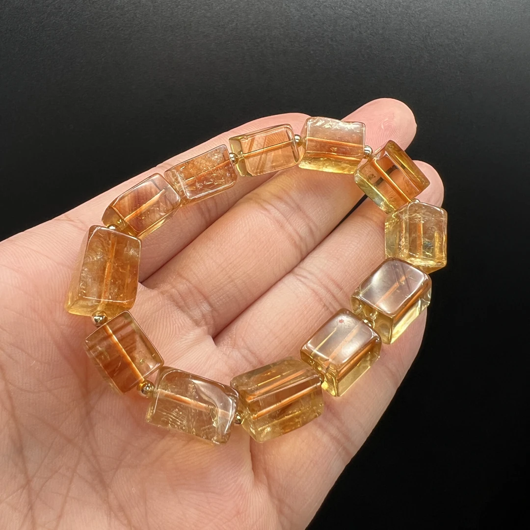 暴力黄水晶魔方手链-约9mm