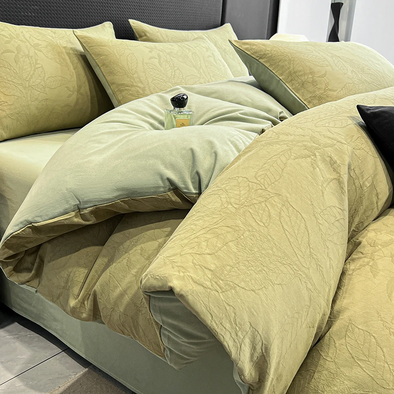 春夏全棉磨毛被套单件150×200×230纯棉加厚被罩床单轻奢风床品