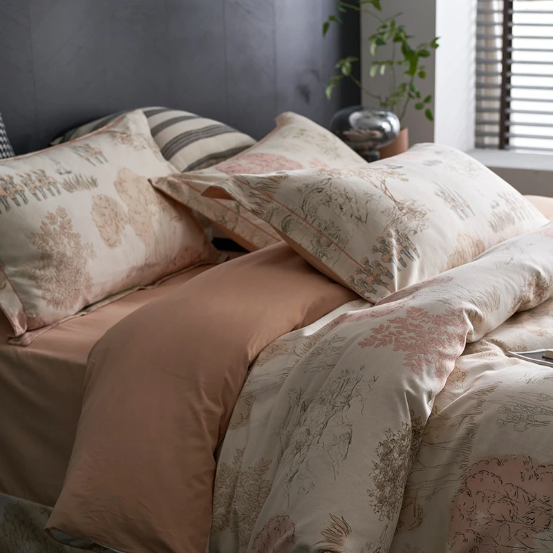 复古风加厚磨毛床上四件套全棉纯棉高级感被套床单三件套床笠床品