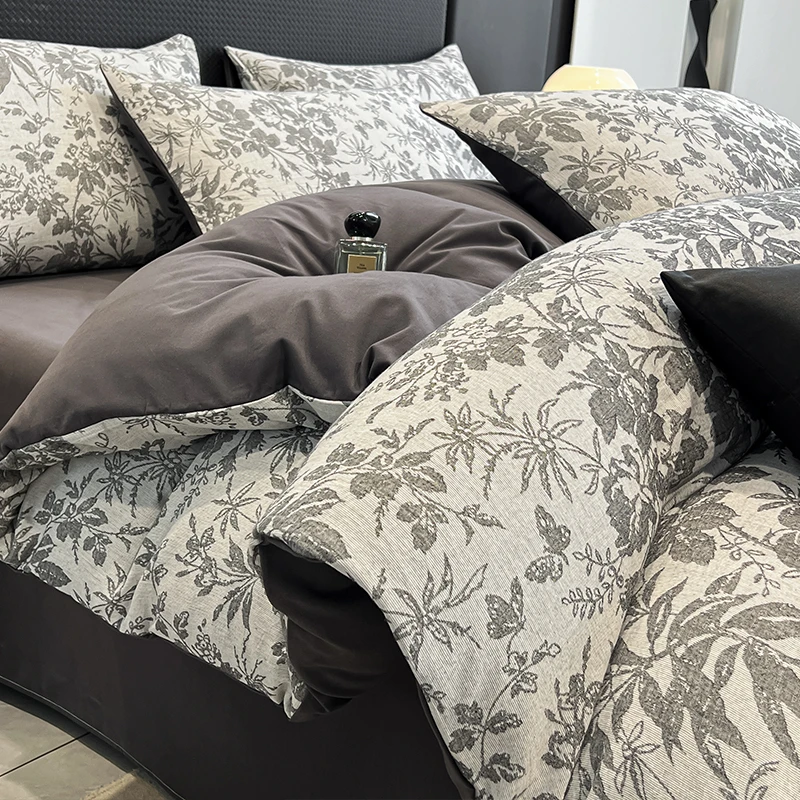 全棉提花磨毛床上四件套春夏新款纯棉家用床单被套床笠床品三件套