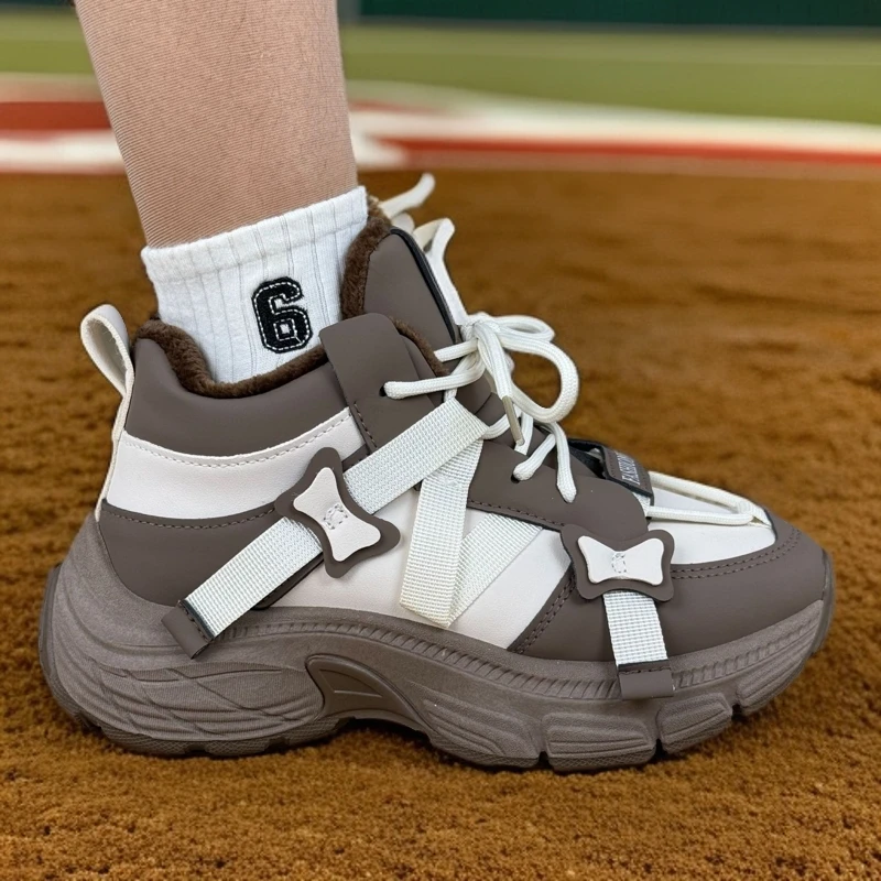 加绒女鞋冬季百搭软底东北运动鞋轻便防滑保暖大棉鞋冬天运动鞋子