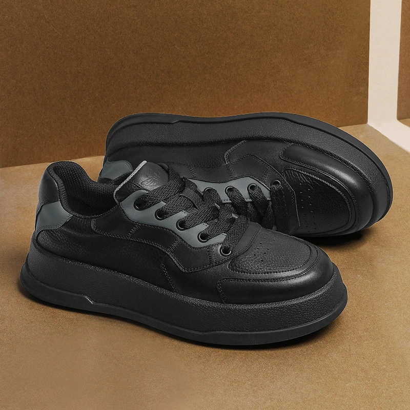 秋季新款【暗黑骑士】运动休闲鞋男款百搭时尚潮流真皮透气高端板鞋