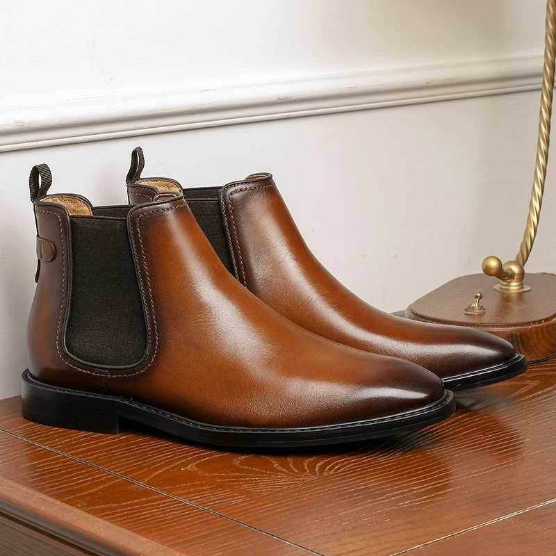 德赛切尔西靴男2025新款复古英伦风男款靴子冬季马丁靴DS6328H