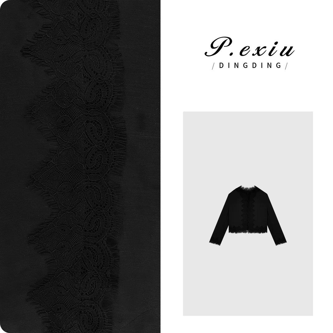 PanYiXiu/潘依绣醋酸亚麻法式高级感蕾丝花边拼接衬衫 W-62162