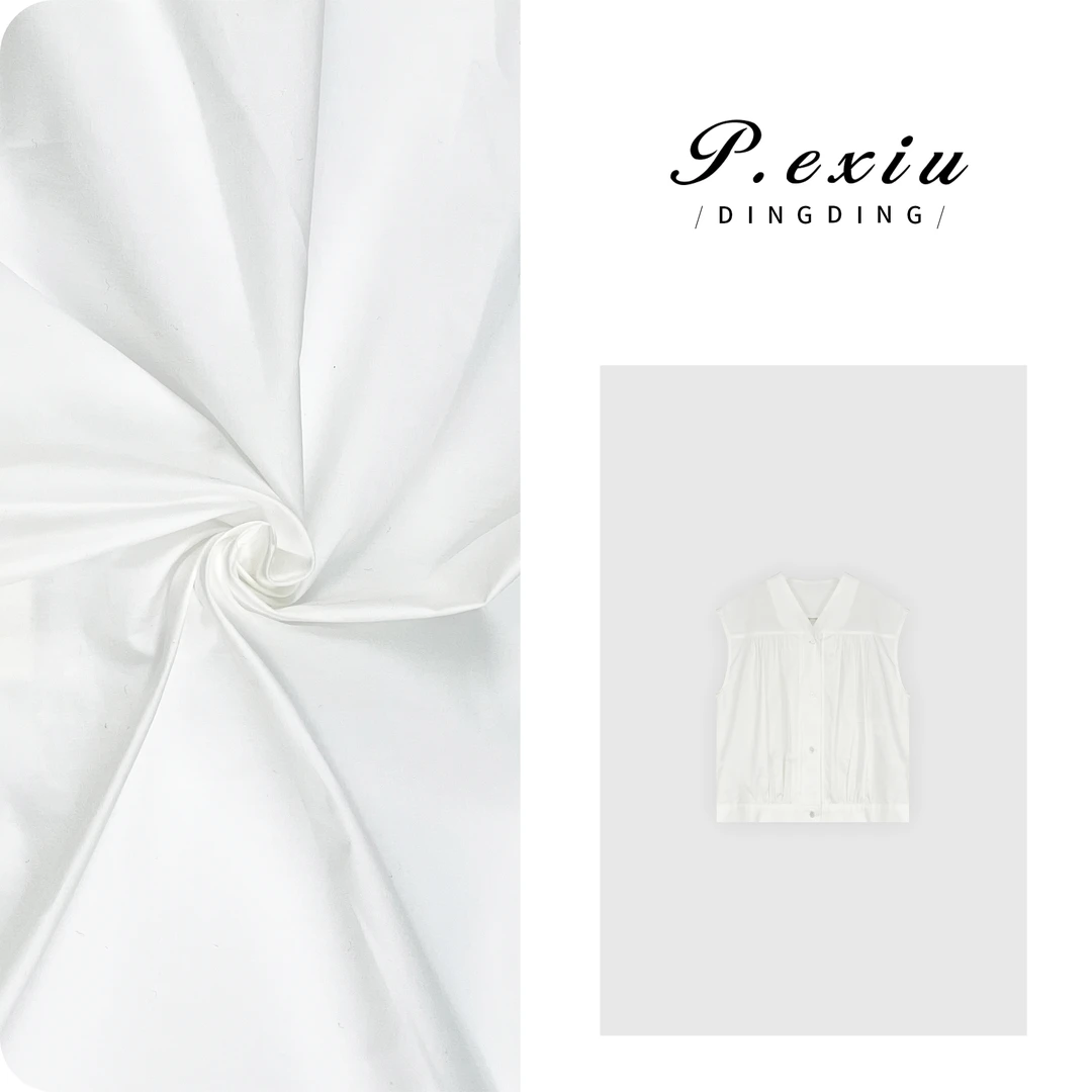 PanYiXiu/潘依绣100%棉V领褶皱设计小飞袖气质衬衫 WH00195