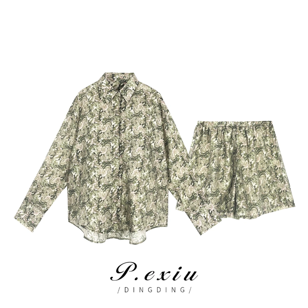 PanYiXiu/潘依绣【盛夏恋曲】天丝防晒高级感衬衫短裤套装 W-61308