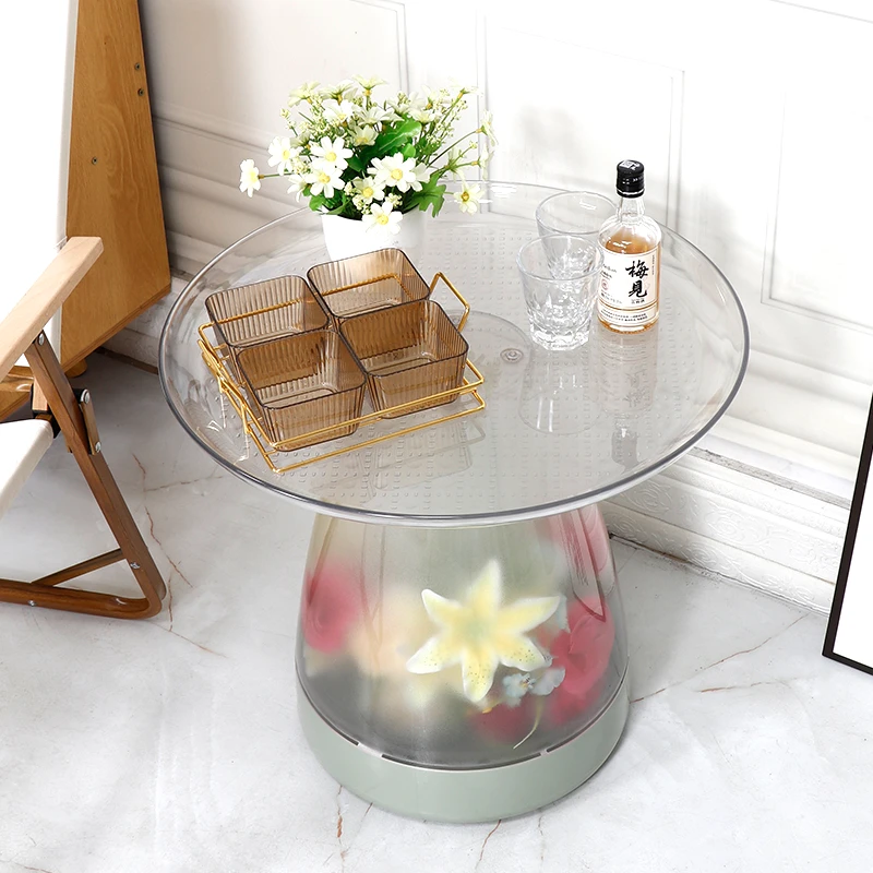 圆形现代客厅塑料小圆桌家用创意床头茶几北欧沙发边几ins奶油风