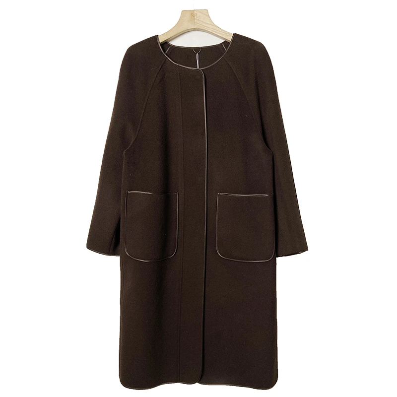 【100绵羊毛】秋冬时尚气质英伦风绵羊毛大衣Y522外套QR2062