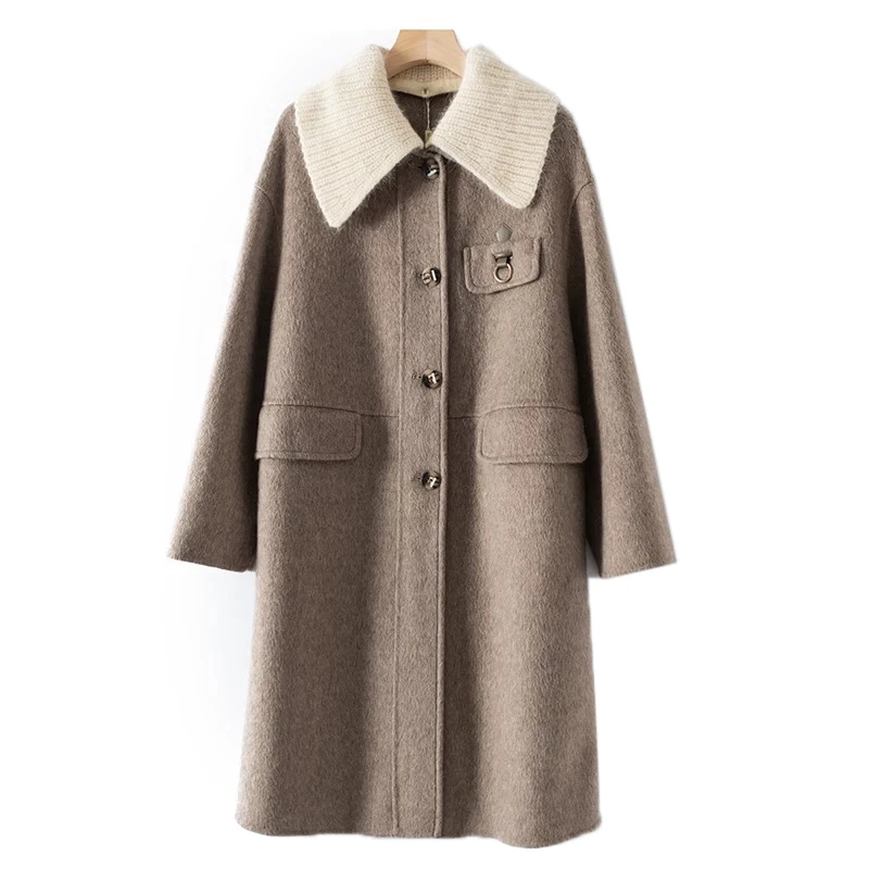 【羊毛+桑蚕丝+骆驼绒毛】冬长款大衣Y534&Q180&Y464&Q20外套QR2739