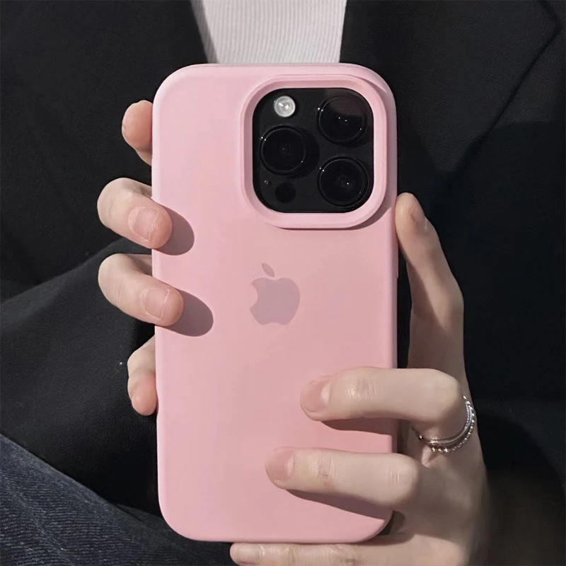 适用玫瑰粉液态硅胶手机壳iphone14promax大孔13/12/11防摔x/xs套