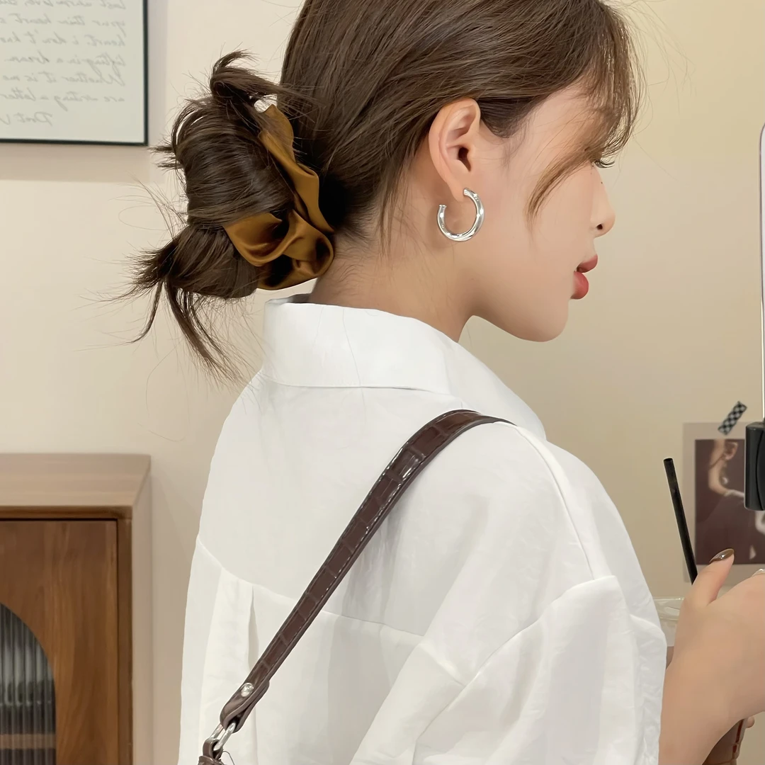 W243银色C圈耳环轻奢时尚百搭气质