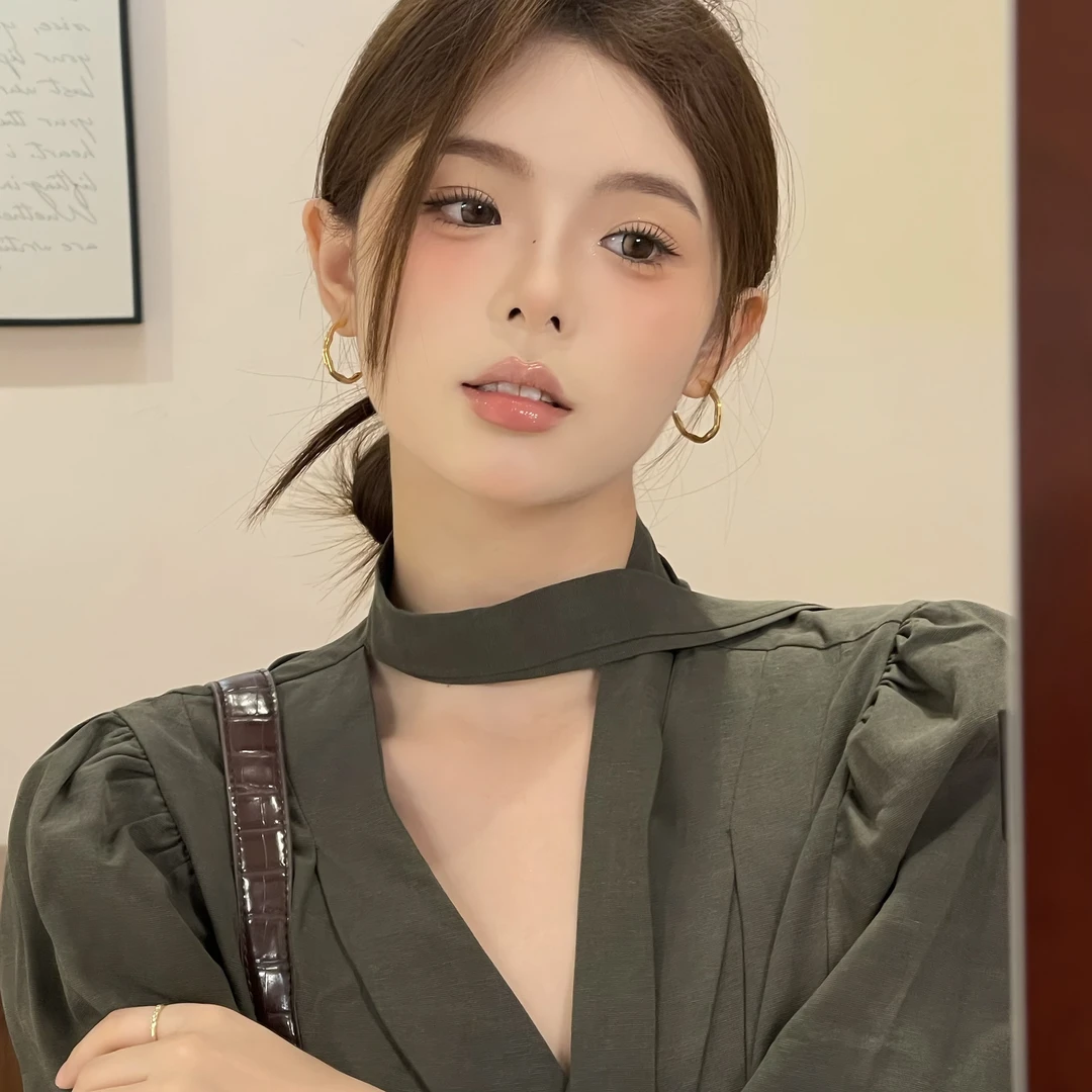 W249金色质感圈圈耳环轻奢感百搭
