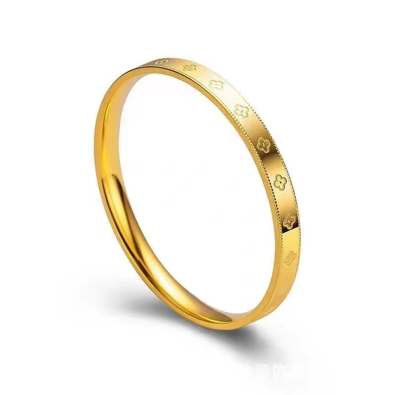 钛钢手镯 轻奢国风幸运花手镯