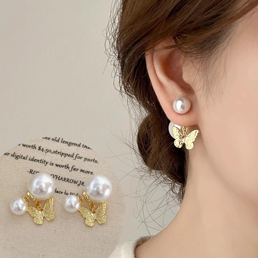 BAZAAR 铜合金仿珍珠耳饰 气质轻奢时尚百搭耳钉法式小众超仙耳环