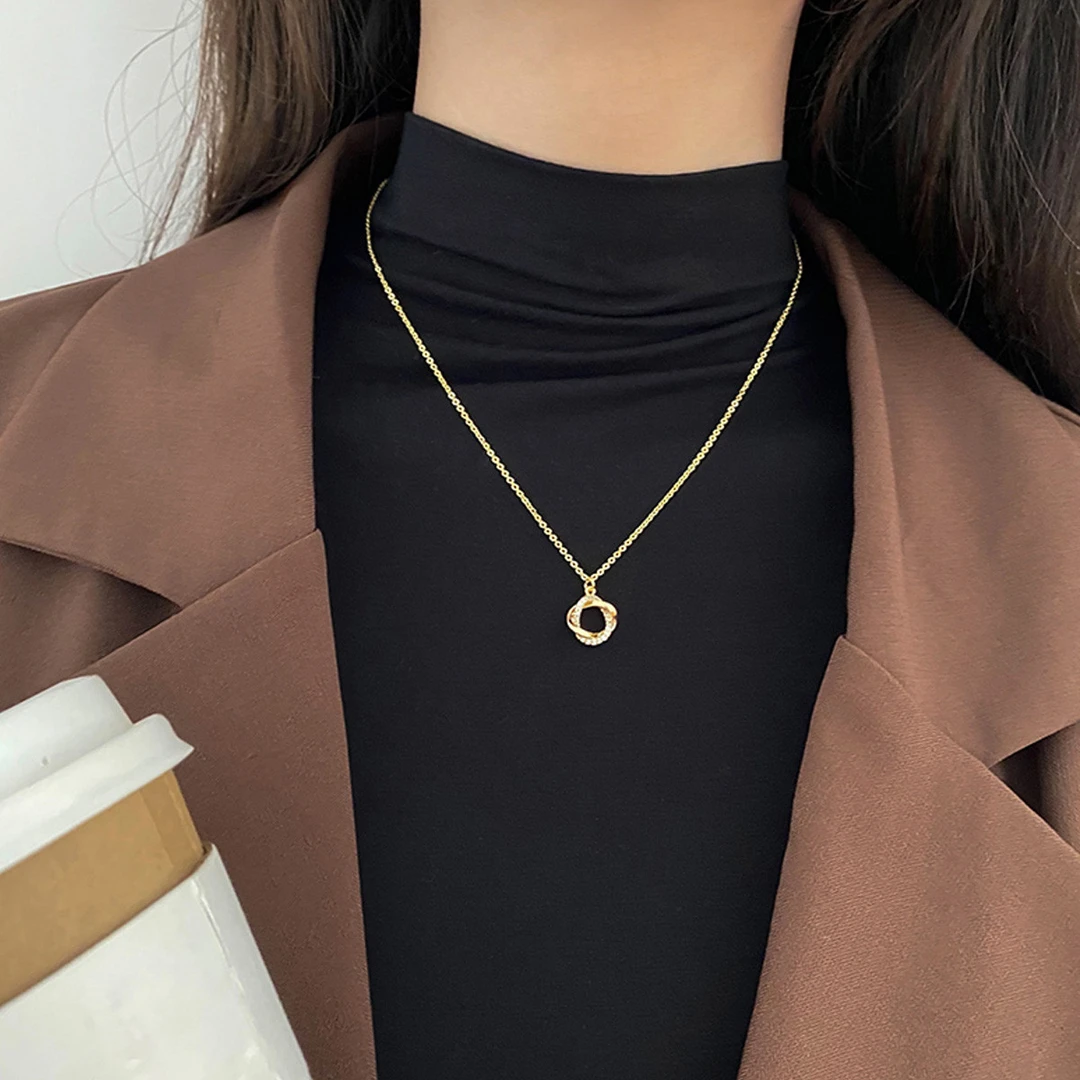 BAZAAR 铜合金项链 女气质轻奢时尚百搭项链小众简约锁骨链毛衣链