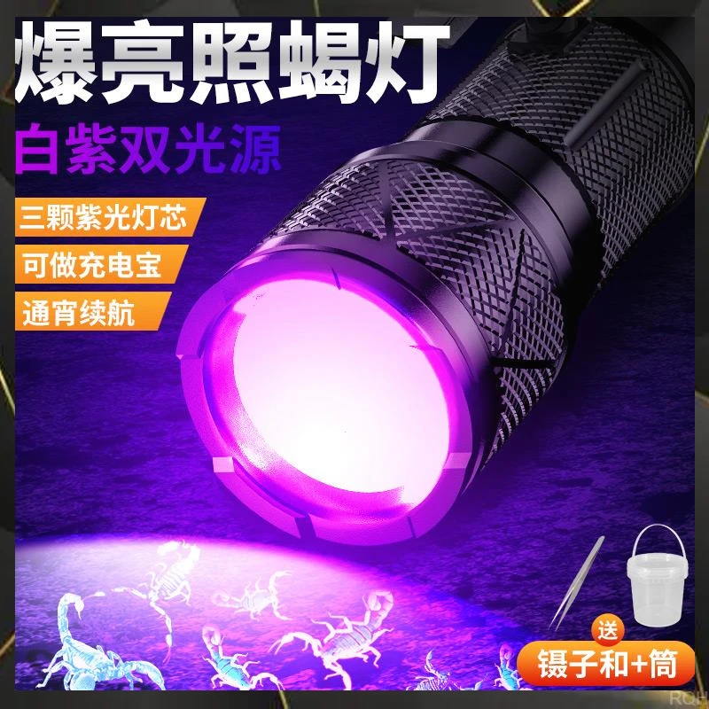 立胜大功率充电手提手电筒超亮户外照蝎子强光紫光专用灯超长续航