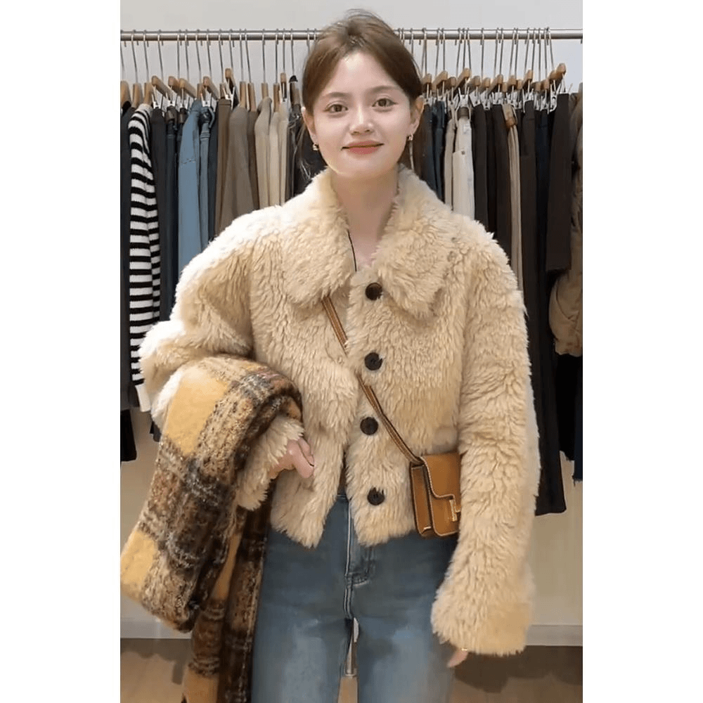 韩系轻熟高级感外套女秋冬洋气休闲小个子短款翻领夹克开衫