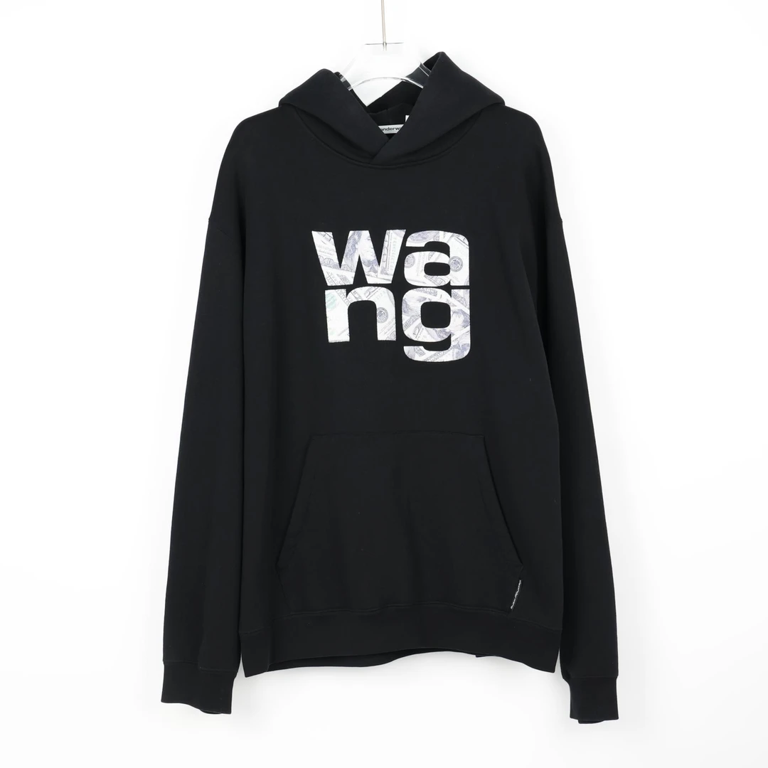 Alexander Wang 亚历山大王美金帽衫黑色/L/衣长76 胸围66