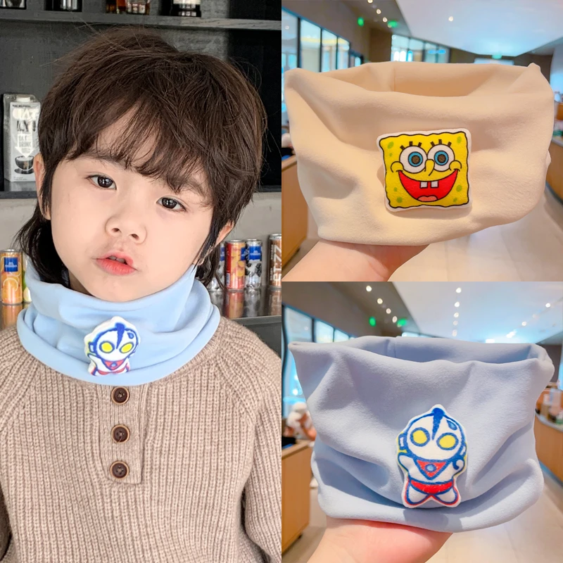 奥特曼宝宝围脖儿童秋冬脖套男小孩冬季套头婴儿围巾防风保暖德绒
