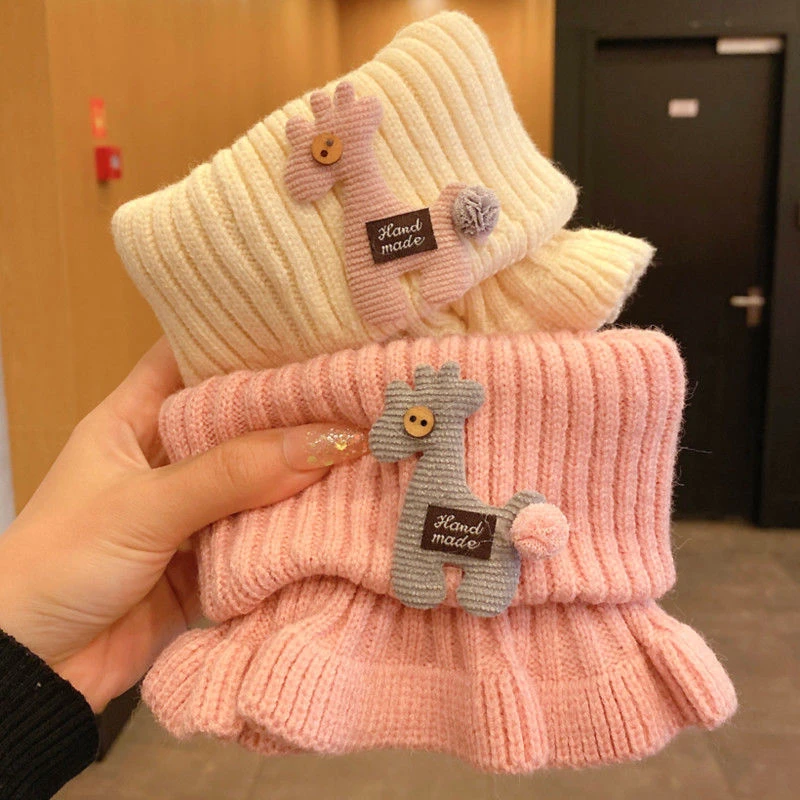 小鹿围脖新款男女童针织加厚套脖秋冬宝宝围巾儿童保暖女脖套X1